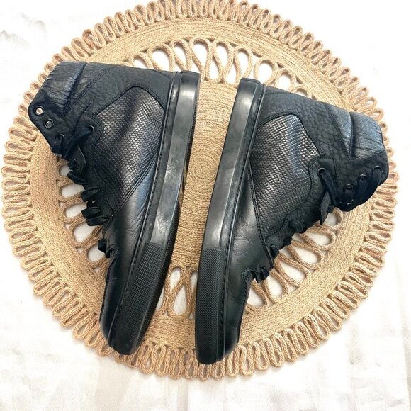 Balenciaga Black Leather Hi Top Textured Sneakers Unisex Size EU 39 - Picture 4 of 10